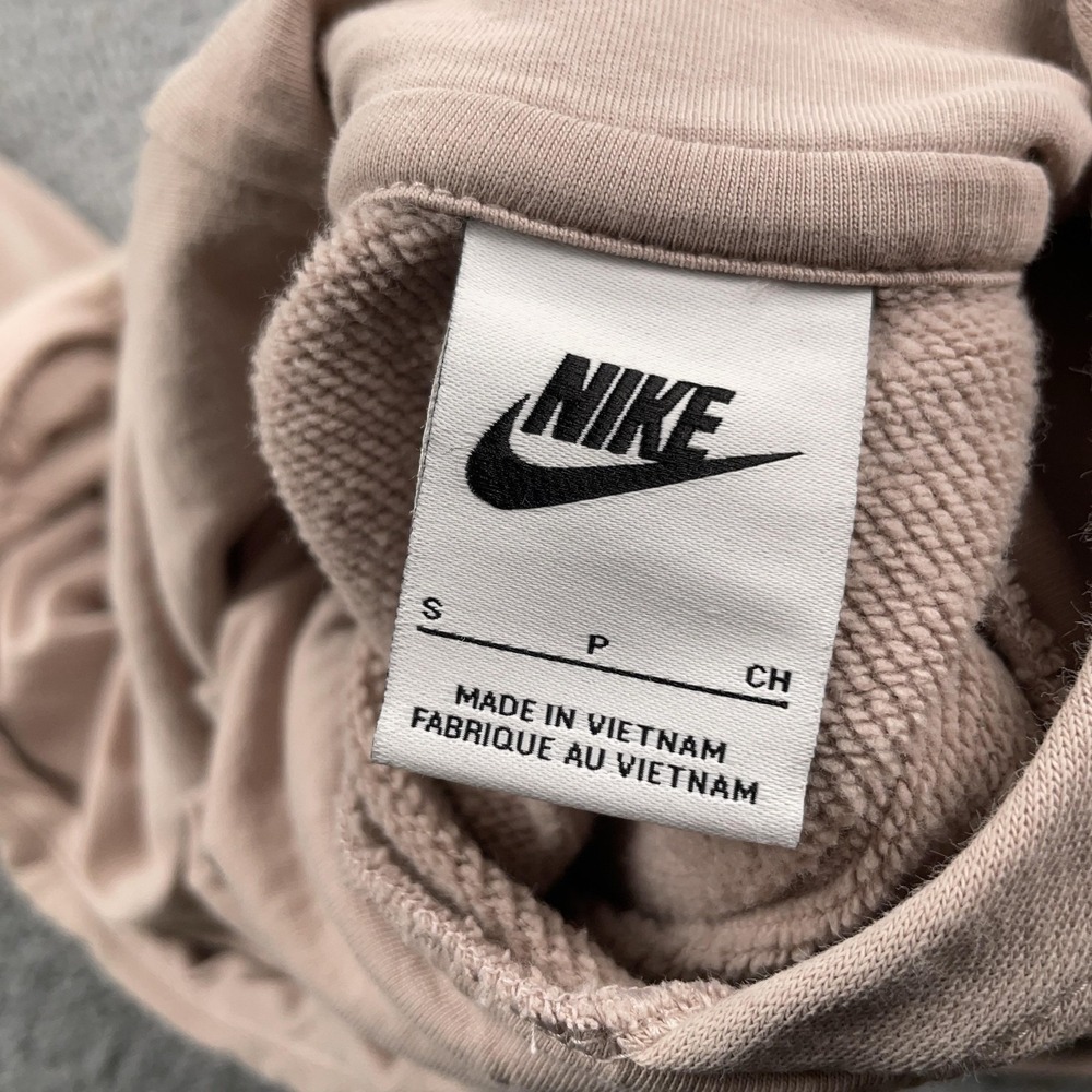 Nike Hoodie Womens Small Beige Club Fleece Pullover Sweatshirt All Over Print - Picture 9 of 12